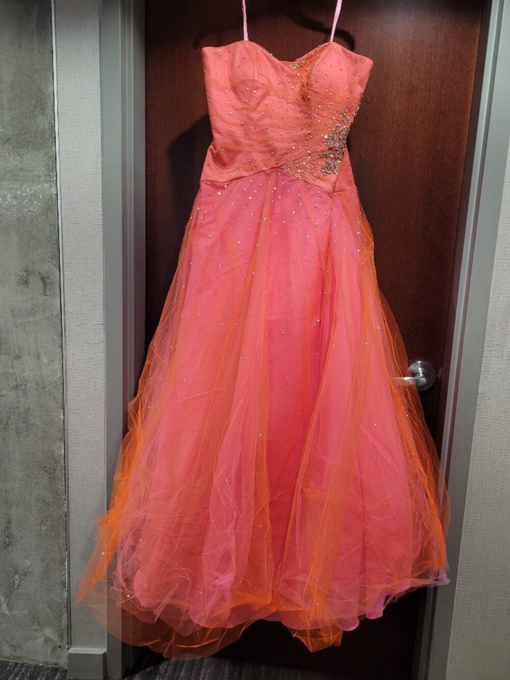 Mori Lee 8277 Size 14 Coral Pink Prom Dress
